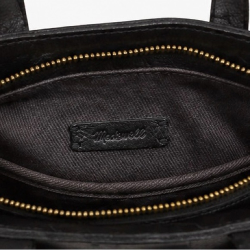 Madewell Black Leather Tote Bag Crossbody Shoulder Purse Adjustable Strap - Picture 6 of 6